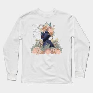 Blue woman face with flowers - Live life in full bloom Long Sleeve T-Shirt